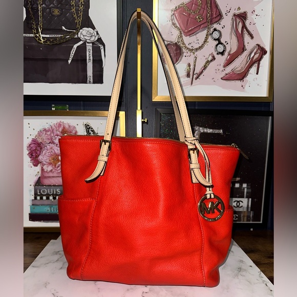 Michael Kors Vibrant Red Tote Bag - Picture 1 of 6